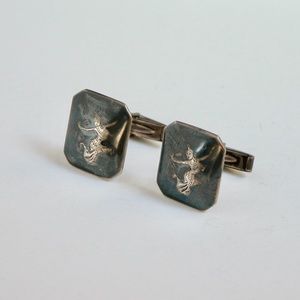 Vtg Siam Cufflinks Sterling Silver Thai Dancers